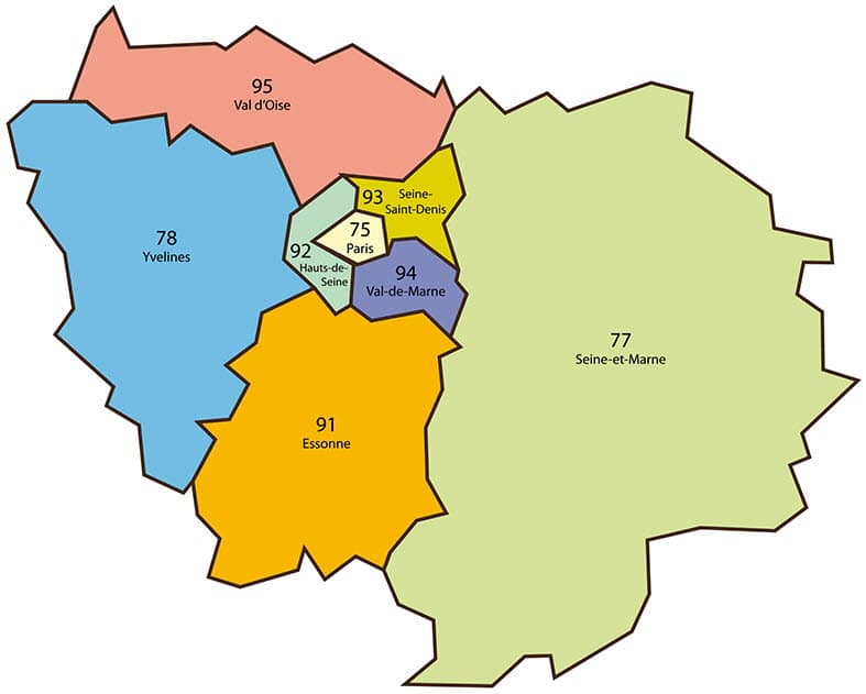 carte de la region ile-de-france